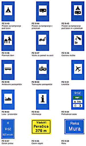 Standardni prometni znaki - znaki za obvestila (25634 bytes)