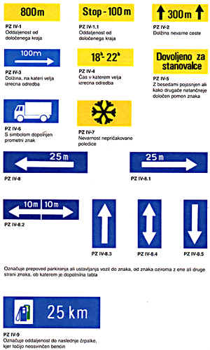 Standardni prometni znaki - znaki za obvestila (26271 bytes)